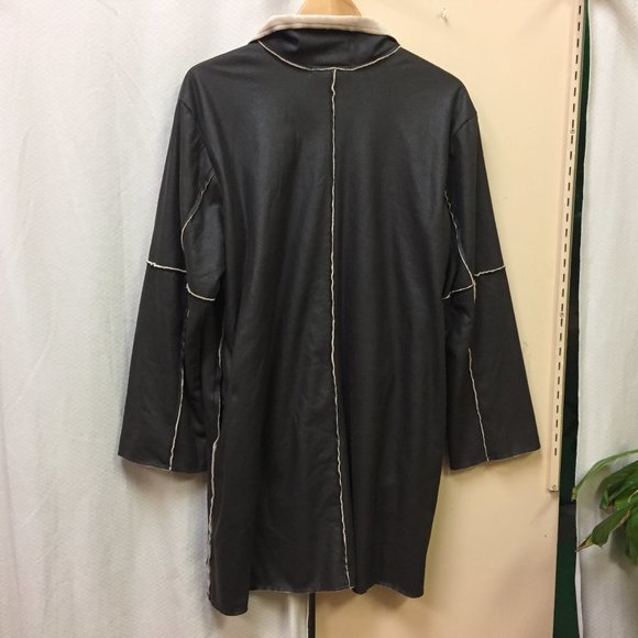 IOS Brown Womens Jacket Embroidered Size Medium Hook and Eye Front Closure - Picture 5 of 7